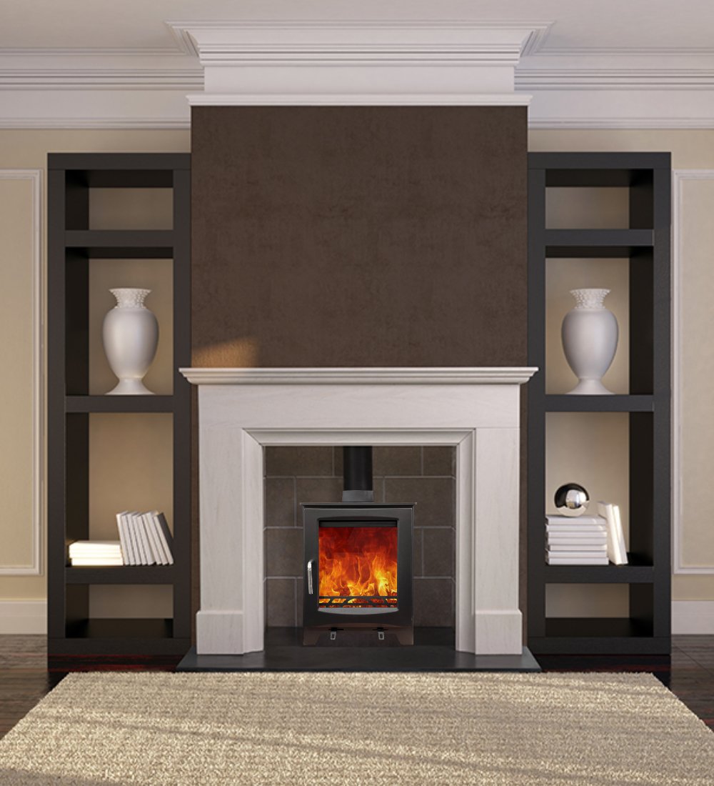 Classic fireplace with a wood-burning stove